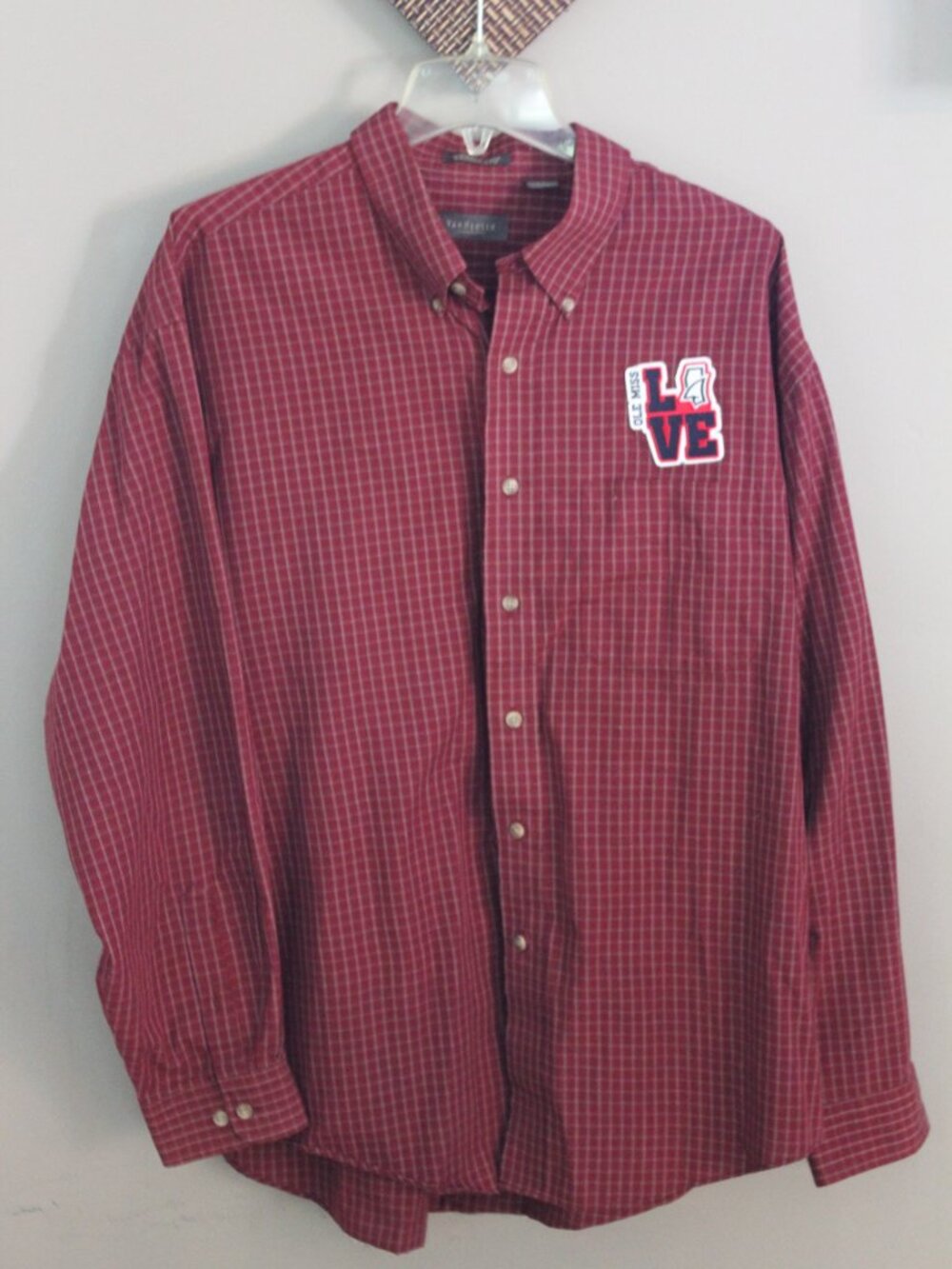 Men's XL Van Heusen button down with Ole Miss patch - 17-17 1/2